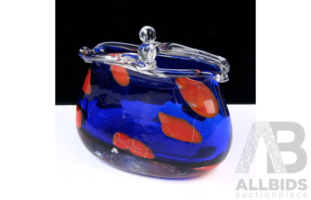 Hand Made Studio Art Glass Vase in Purse Form