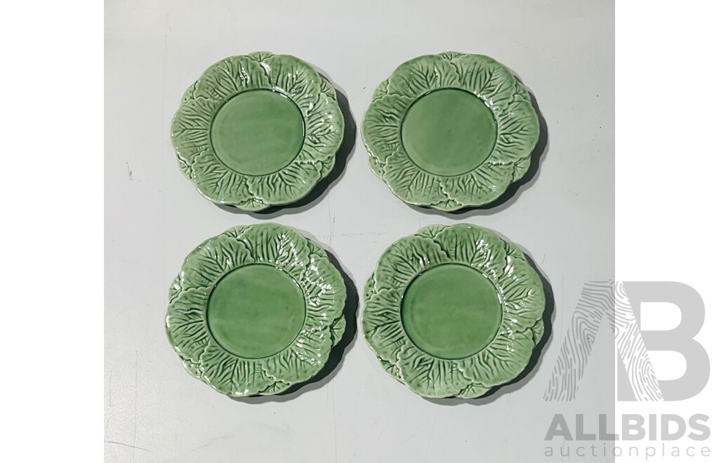 Set Four Klevering &K Amsterdam Celadon Green Cabbage Leaf Ceramic Side Plates