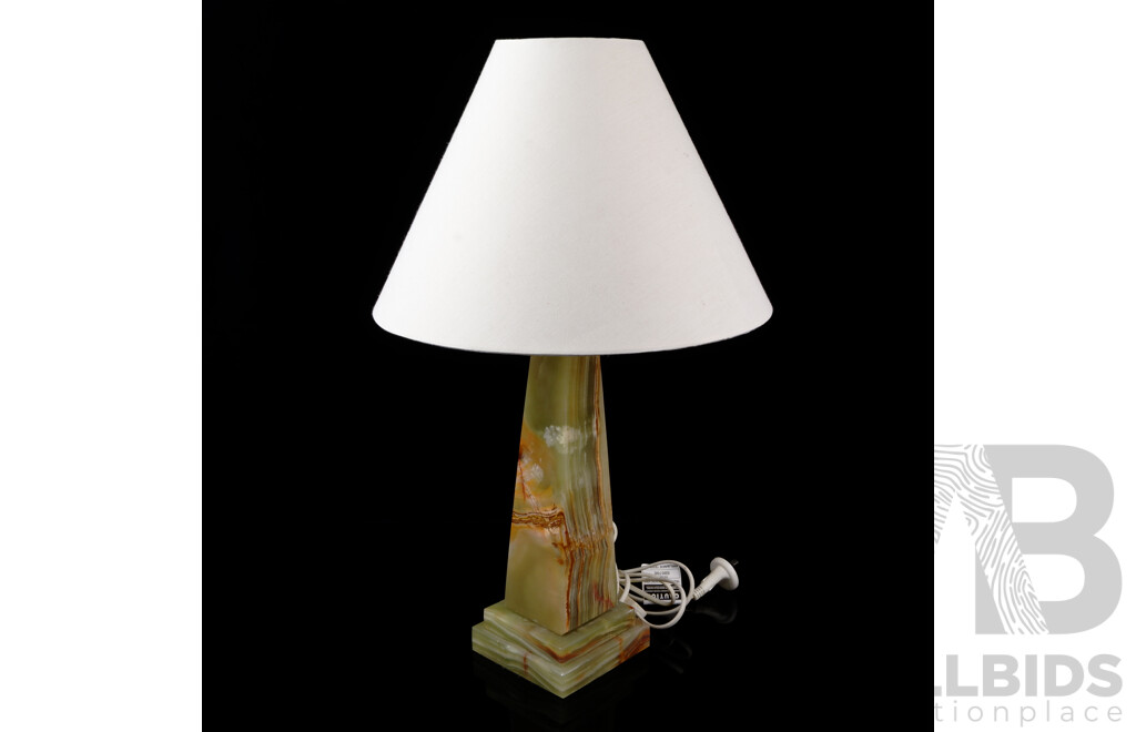 Vintage Green Onyx Table Lamp and Shade