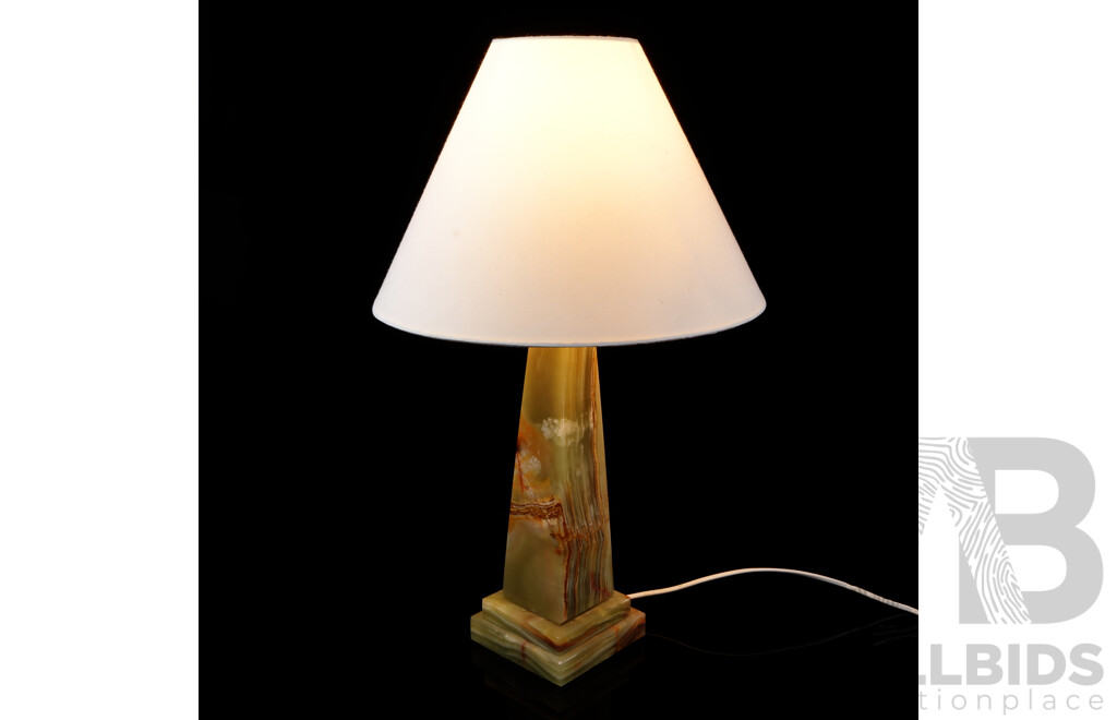 Vintage Green Onyx Table Lamp and Shade