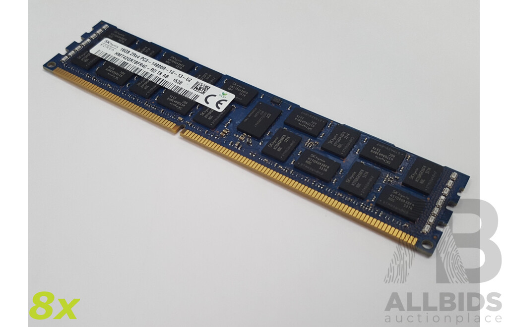 SK Hynix 16GB ECC DDR3 RDIMM RAM - Lot of Eight