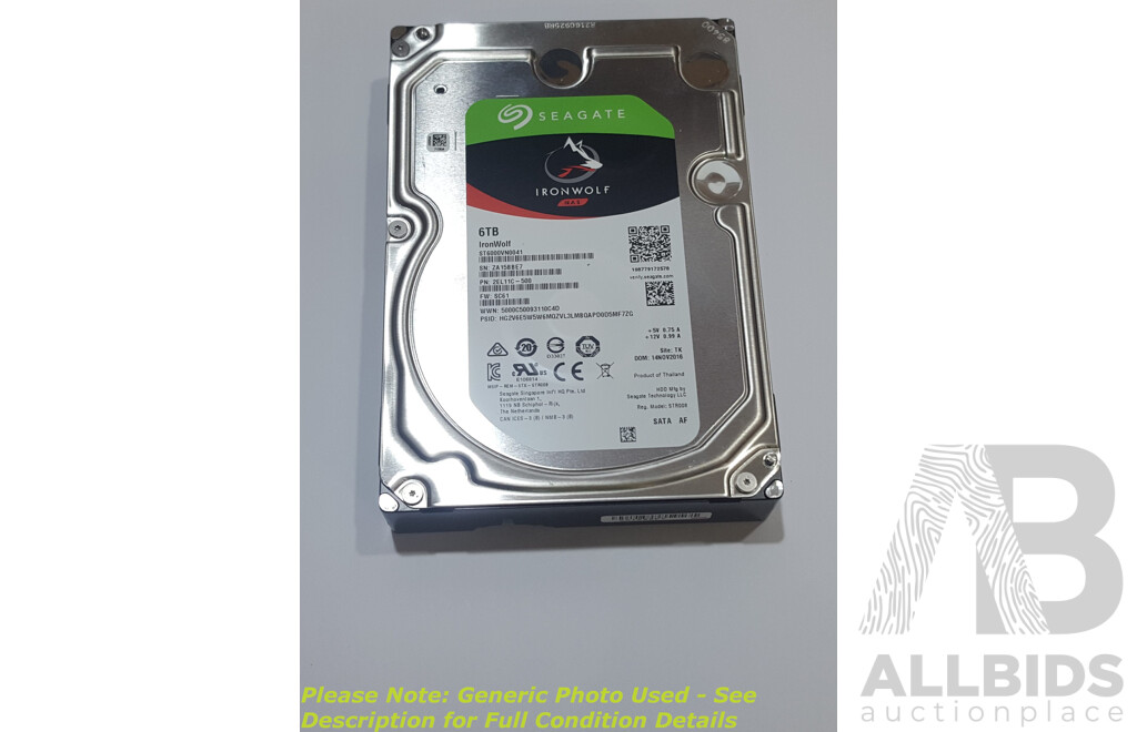 Seagate (ST6000VN0041) IronWolf NAS 6TB SATA 7.2K 3.5-Inch Hard Drive
