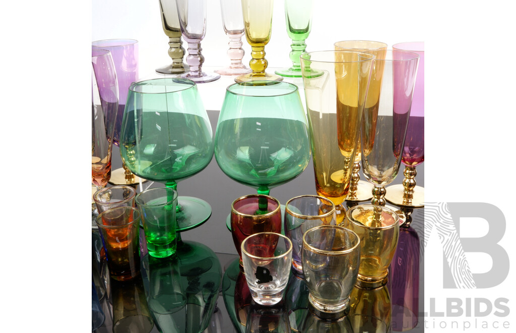 Large Collection Retro Harlequin Glasses in Different Sizes