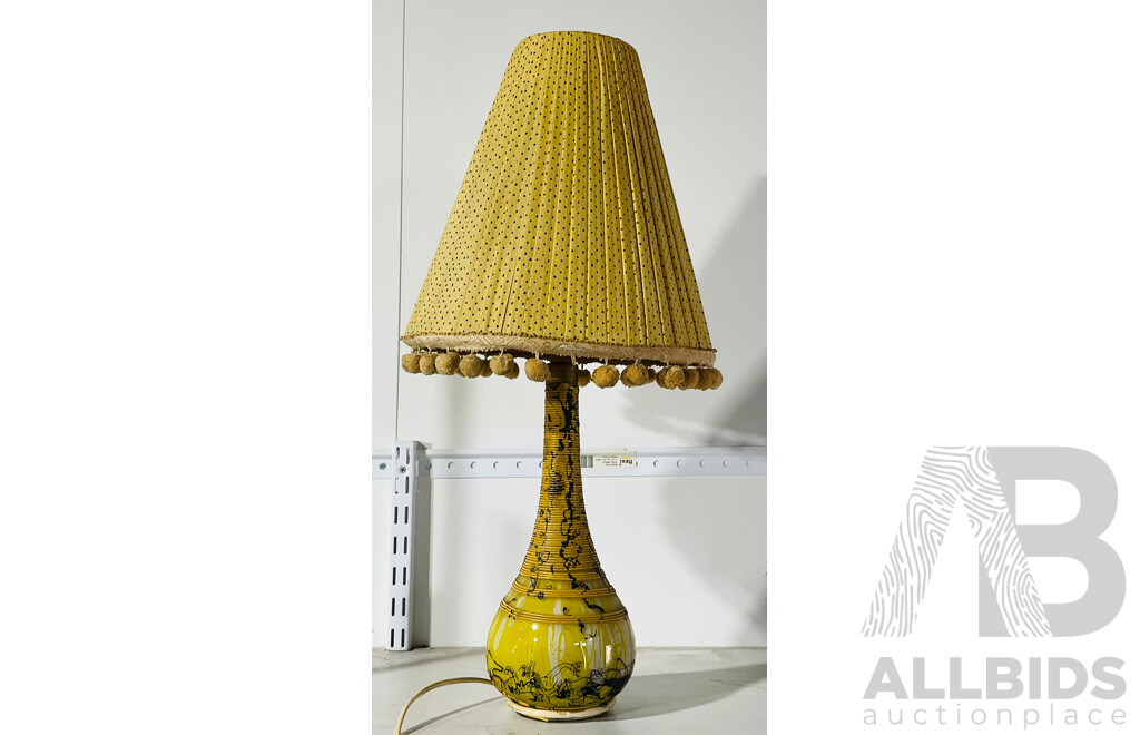 Vintage Glass Table Lamp with Shade Made From Bottle