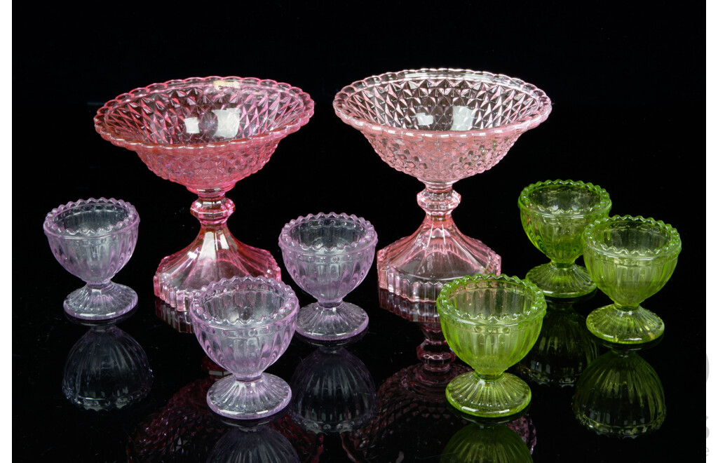 Collection Vintage Coloured Cut Glass Pieces