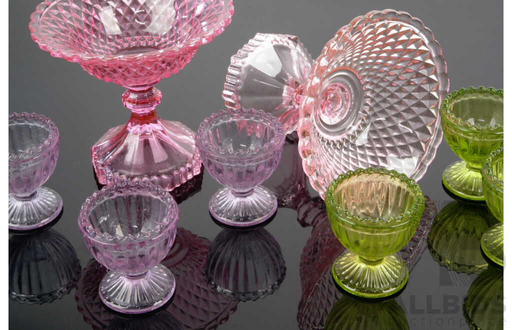 Collection Vintage Coloured Cut Glass Pieces