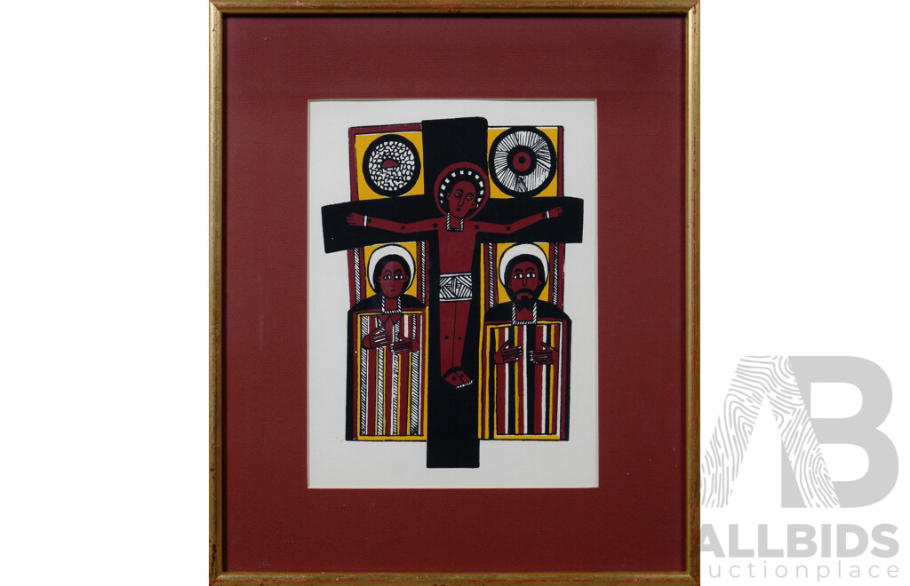 Ethiopian Artist Unknown, The Crucifixion, Screenprint, 42 x 35 cm (frame)