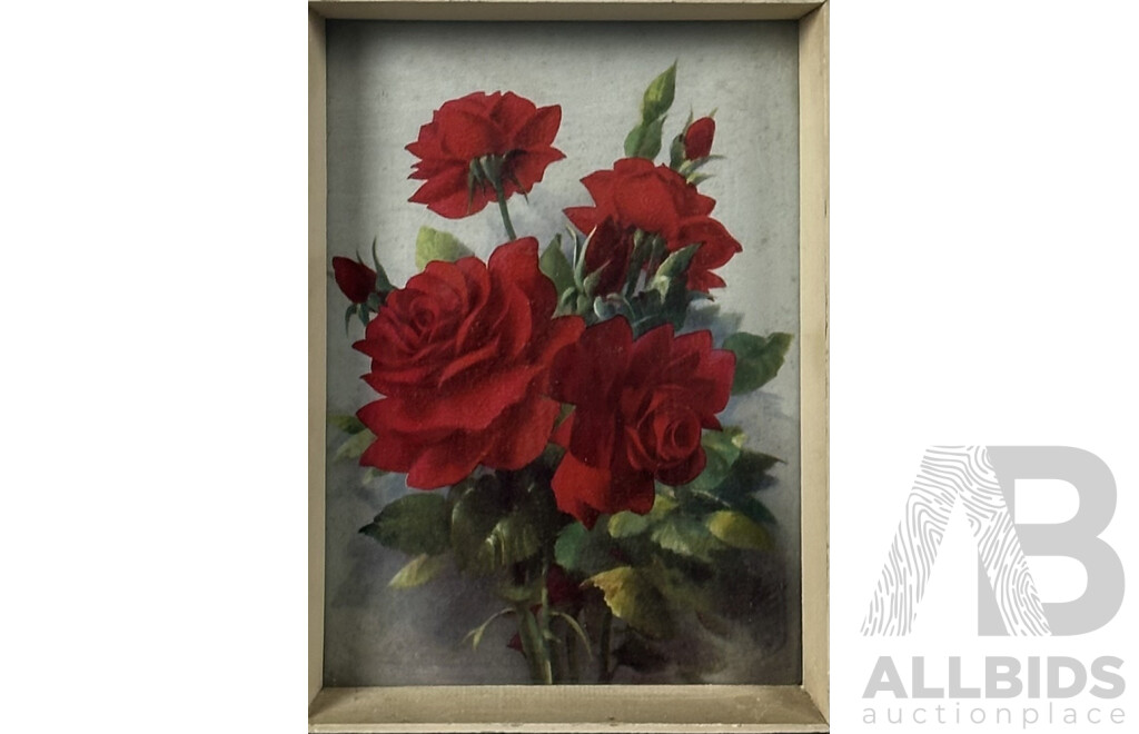 After Arthur Heyden (1916-1990), Red Roses, Vintage Colour Reproduction Print of the Original, 29 x 21 cm (frame)