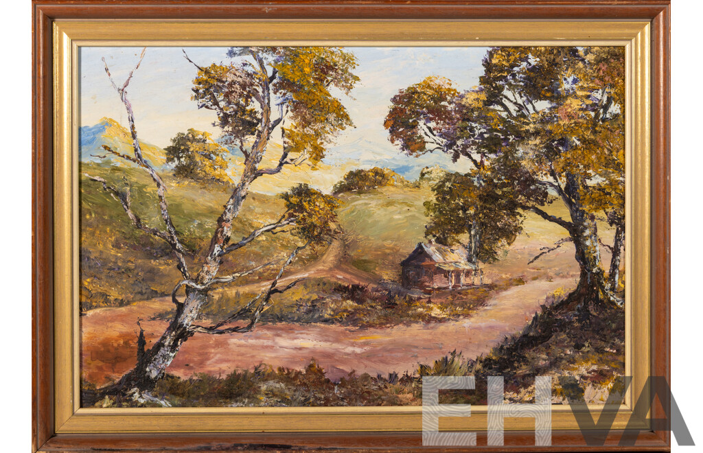Artist Unknown, (20th Century), Country Cottage, Lovely Vintage Oil on Masonite, 50 x 70 cm (frame)