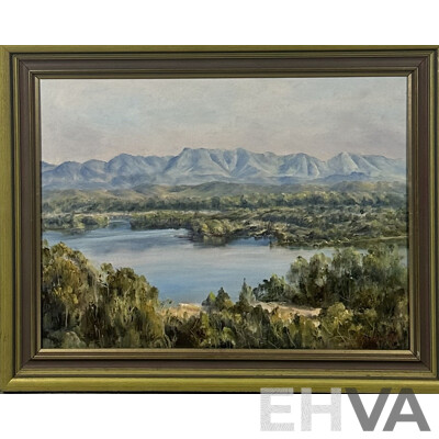 E. Beattie and N.G, Swend, (20th Century, Dates Unknown), Wonderful Pair of Vintage Landscapes Featuring Water, Oil on Canvas and on Board, 49 x 82 cm (frame;Beattie) (2)