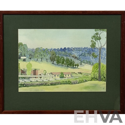 RF, (20th Century, Australian), Ebor-Trout Hatechery (1991), Original Watercolour, 44.5 x 52 cm (frame)