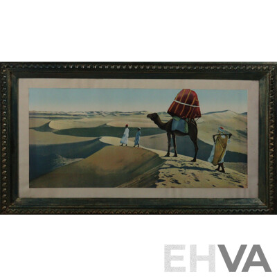 Artist Unknown (c1920s), Au Desert I & II, Pair of Antique Moroccan or Algerian French Colour Prints, 41 x 77 cm (frames) (2)
