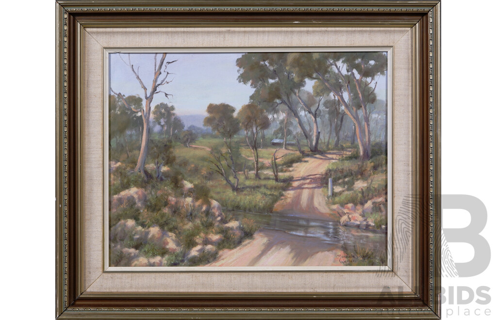 Grace Mansfield Walker, (20th Century, Australian,1914-2010), The Crossing - Mudgee, Vintage Oil on Canvas Board, 50 x 60 cm (frame)