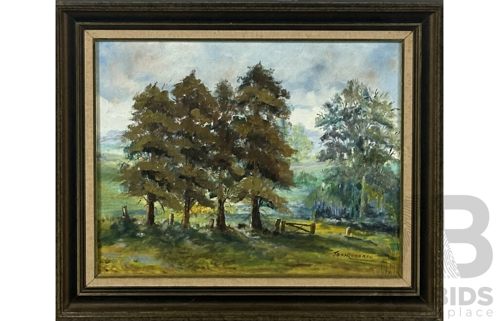 Joan Roberts (20th Century, Australian), Off Sutton Road, Moss Vale, Oil on Canvas Board, 39 x 47 cm (frame)