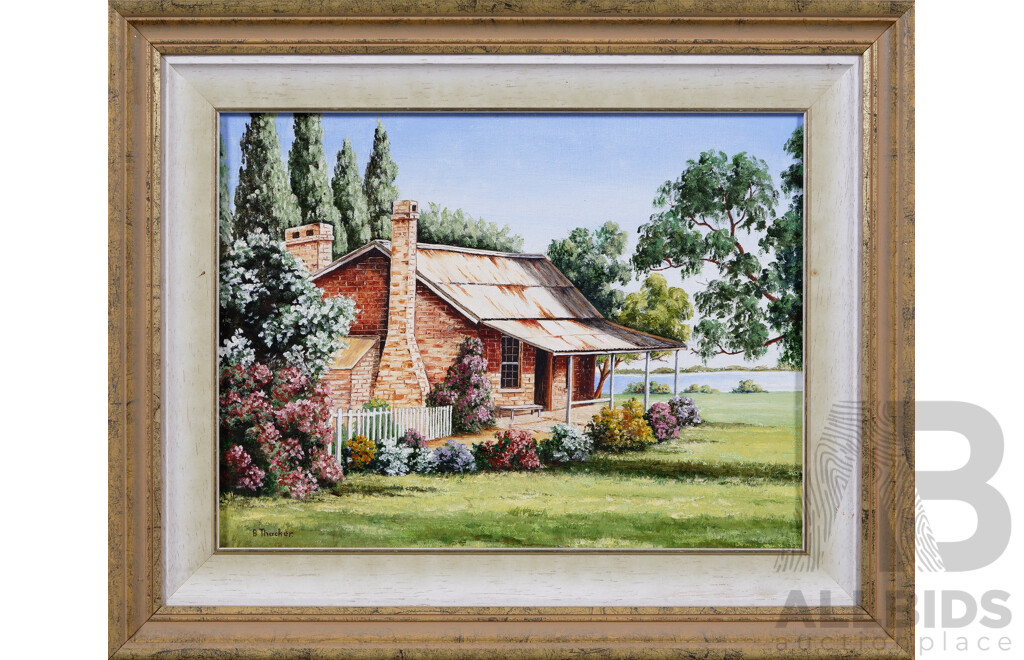 Bev Thacker, (20th Century, Australian), Blundell's Cottage, Oil on Cottage, 30 x 40 cm (image)