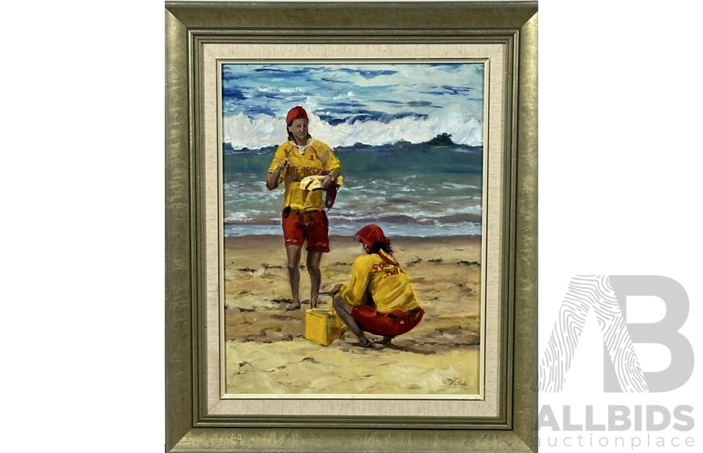 Natali, (Contemporary), Surf Rescue, Oil on Canvas