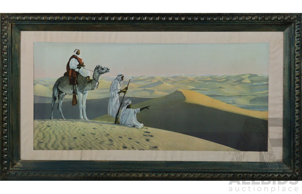 Artist Unknown (c1920s), Au Desert I & II, Pair of Antique Moroccan or Algerian French Colour Prints, 41 x 77 cm (frames) (2)