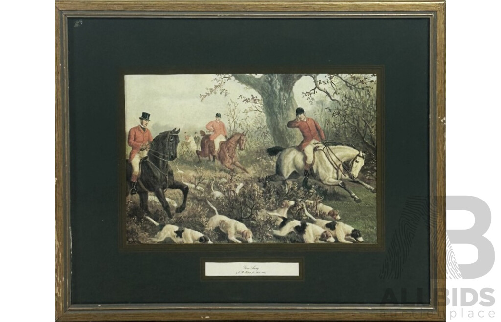 Trio of Fox Hunting Vintage Colour Prints After the Original Hand Coloured Etchings by H.T. Alken (British, 1785-1851) Full Cry and More, 31 x 38 cm (frame) (3)