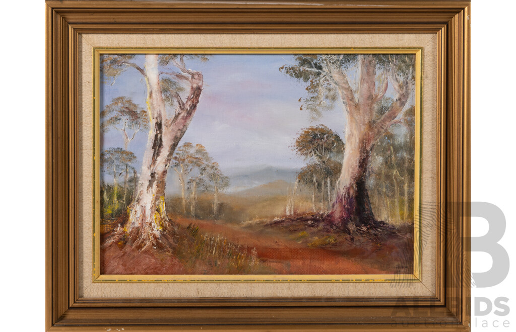 Hazel Butler, (20th Century, Australian), Kelly's Track, Original Vintage Oil on Canvas Board, 36 x 46 cm (frame)