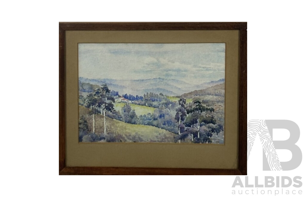 C. Attoy, (20th Century, Australian), Landscape View to Blue Mountains, (1949), Vintage Original Watercolour, 39 x 46 cm (frame)