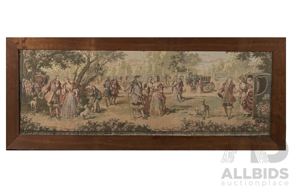 Artist Unknown (Early 20th Century, French), Country Courting Scene, Lovely Vintage Tapestry Panel, 33 x 82 cm (frame)