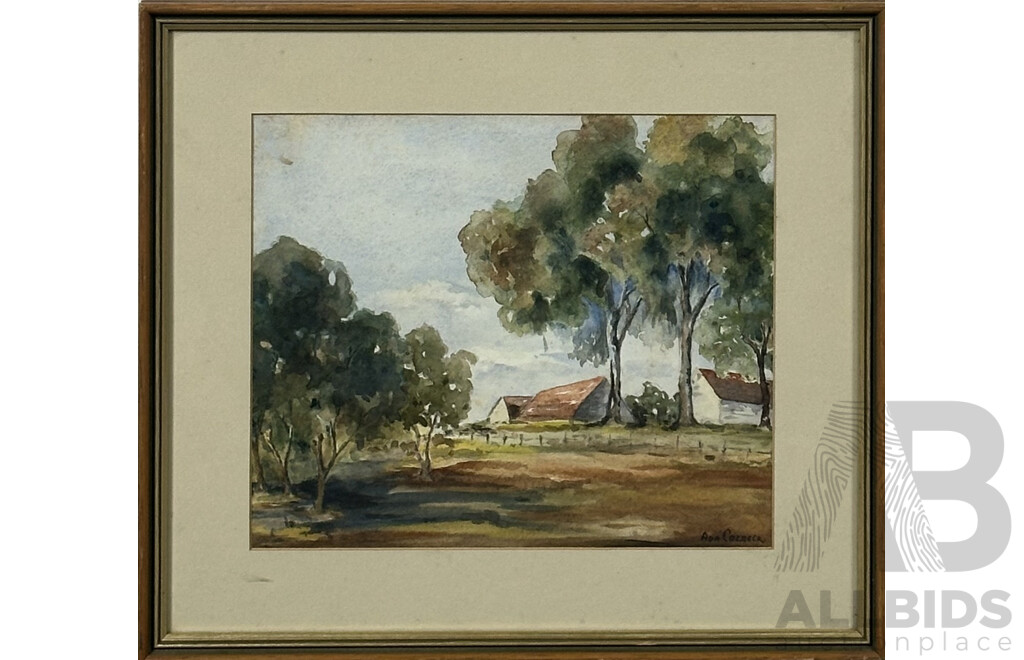 Ada Colbeck, (20th Century), House in the Bush, Watercolour on Paper, 39 X 44 Cm