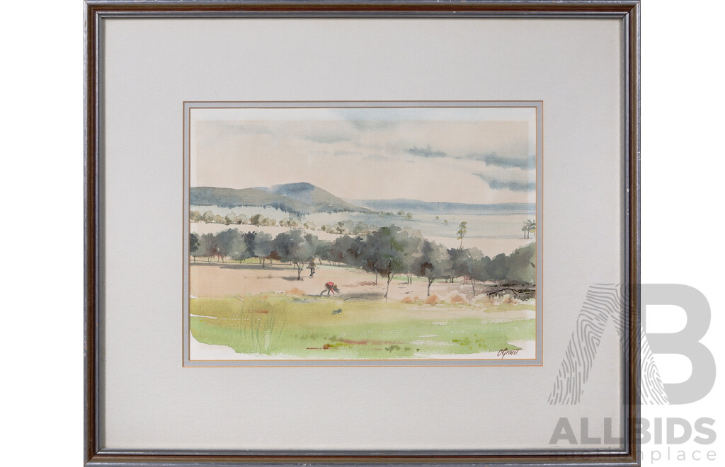 Colina Grant, (20th Century, Australian, 1942-), Collecting Firewood, Braidwood, Vintage Watercolour, 38 x 46 cm (frame)