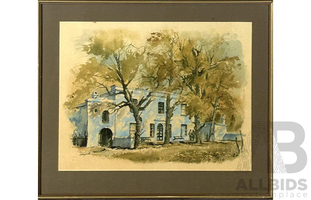 John Cullingworth, (29th Century, South African), South African Architechture, Lovely Vintage Print of Original Watercolour, 52 x 61 cm (frame)