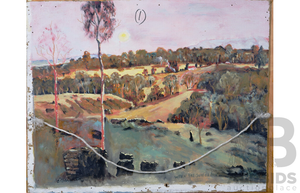 E. Bateman (20th Century, Australian, Date Unknown), Interesting Dual Sided Artist's Work - General Stores a Bickerton & Sons, and When the Sun is Low, Oil on Board, 35 x 44 cm (frame)