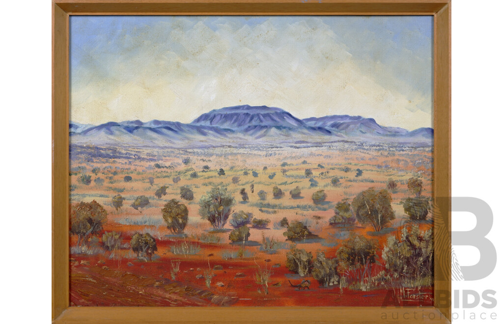 M Forster, (Australian, Working 1990s), Hamilton Ranges, W.A., Oil on Canvas Board, 44 x 54 cm (frame)