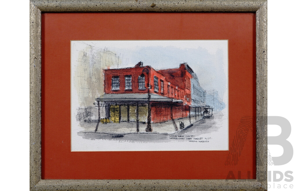 Harold Radgiff, (20th Century, American, 1923-2011), Little West 12th Street, Gansevoort Meat Market, Wonderful Ink and Watercolour