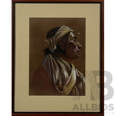 Richard Wilkie (20th Century, American), Portrait of a Native American Indian, Pastel on Paper, Signed and Dated by Artist, 57 X 46 Cm (frame)