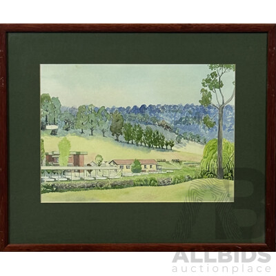 RF, (20th Century, Australian), Ebor-Trout Hatechery (1991), Original Watercolour, 44.5 x 52 cm (frame)