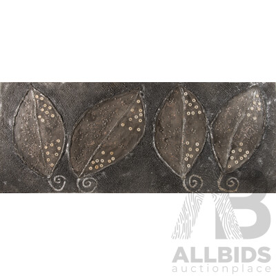 Artist Unknown, (20th Century), Silver Leaves, Impressive Mixed Media Acrylic, Beads & Sequins on Canvas, 60 x 150 cm