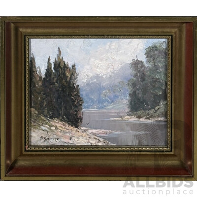 M. Gilmore (20th Century, Australian), Early Morning on the River, Vintage Acrylic on Canvas Board, 36 x 41 cm (frame)
