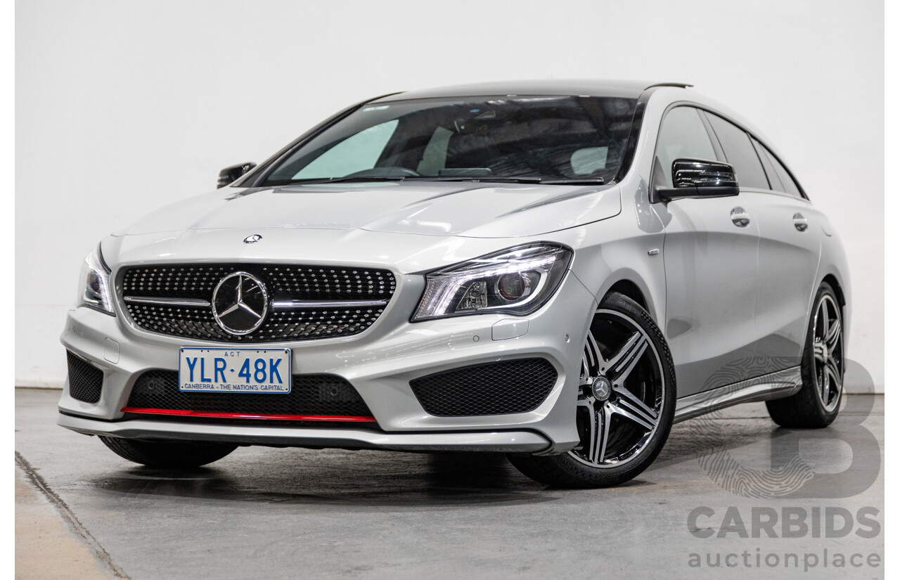 6/2015 Mercedes Benz CLA250 Sport 4matic (AWD) AMG Pack 4d Shooting Brake 117 4d Wagon Polar Silver Metallic Turbo 2.0L