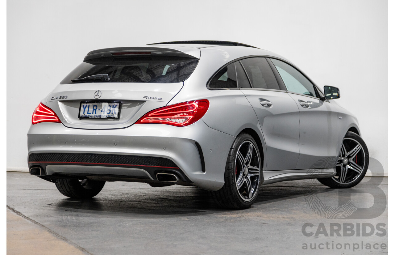 6/2015 Mercedes Benz CLA250 Sport 4matic (AWD) AMG Pack 4d Shooting Brake 117 4d Wagon Polar Silver Metallic Turbo 2.0L