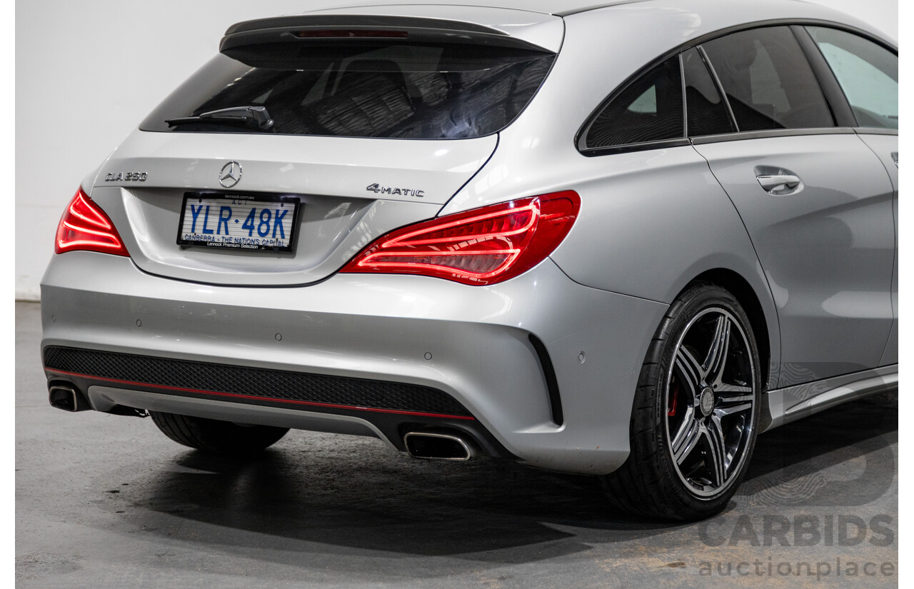 6/2015 Mercedes Benz CLA250 Sport 4matic (AWD) AMG Pack 4d Shooting Brake 117 4d Wagon Polar Silver Metallic Turbo 2.0L