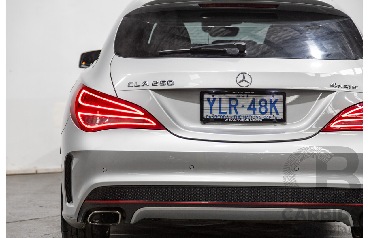 6/2015 Mercedes Benz CLA250 Sport 4matic (AWD) AMG Pack 4d Shooting Brake 117 4d Wagon Polar Silver Metallic Turbo 2.0L
