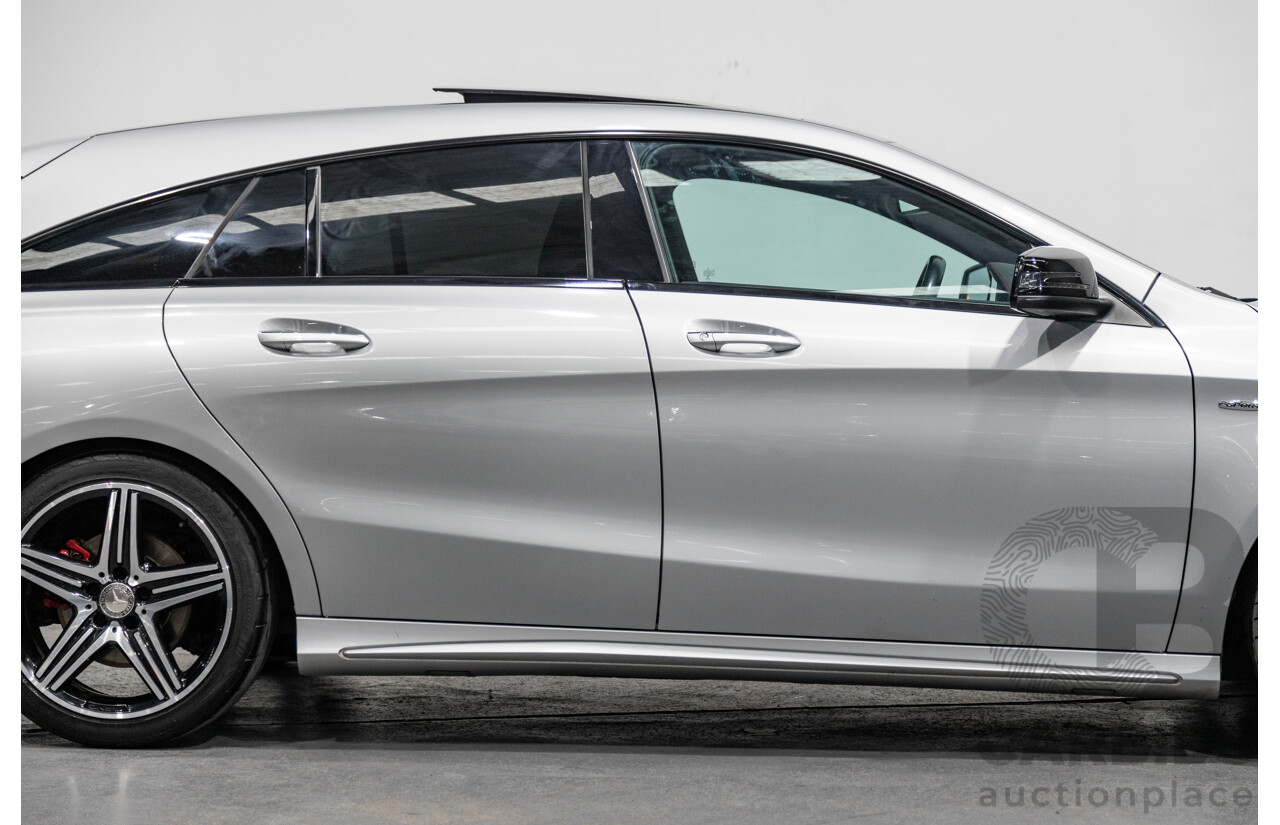6/2015 Mercedes Benz CLA250 Sport 4matic (AWD) AMG Pack 4d Shooting Brake 117 4d Wagon Polar Silver Metallic Turbo 2.0L