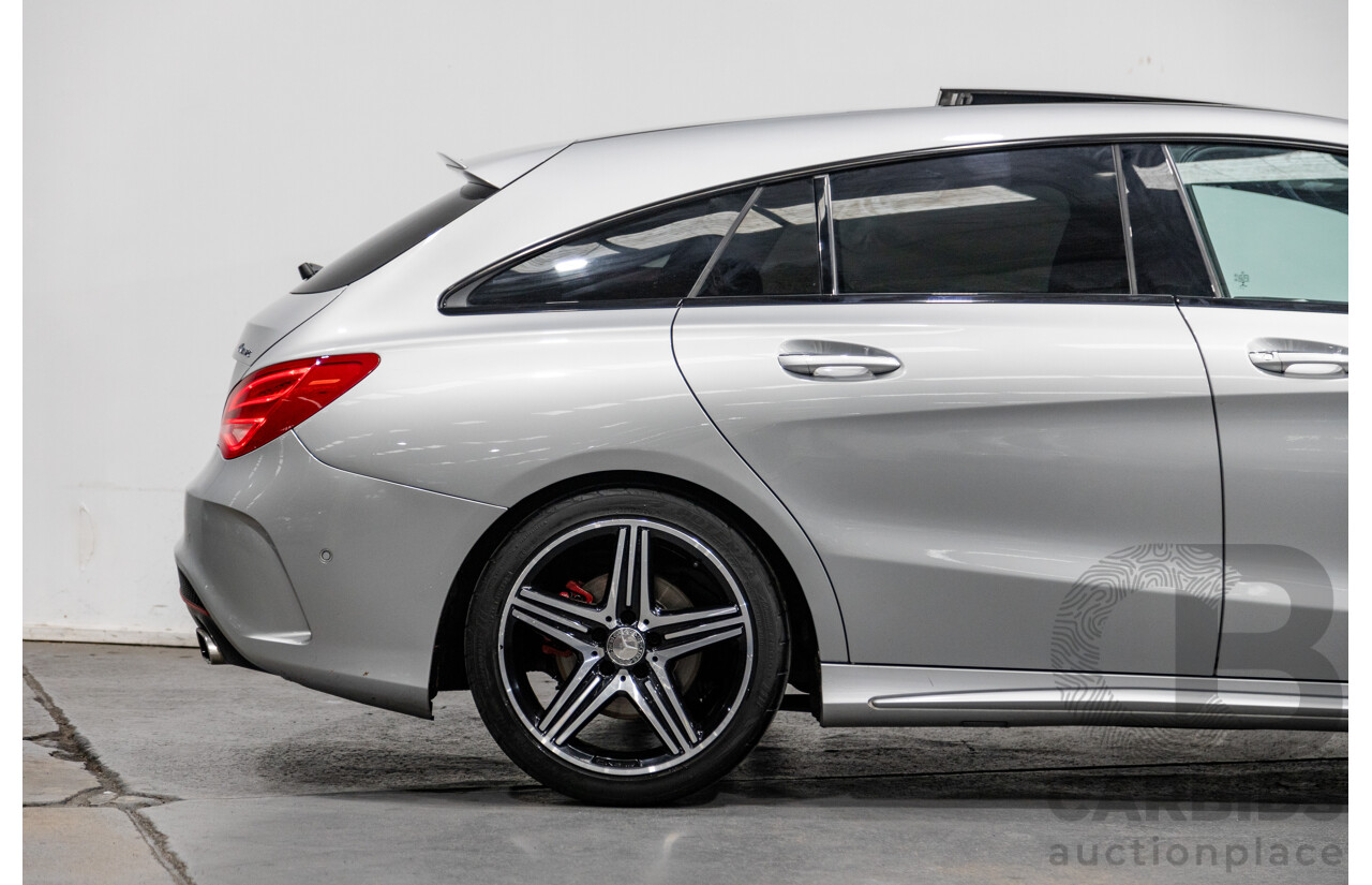 6/2015 Mercedes Benz CLA250 Sport 4matic (AWD) AMG Pack 4d Shooting Brake 117 4d Wagon Polar Silver Metallic Turbo 2.0L