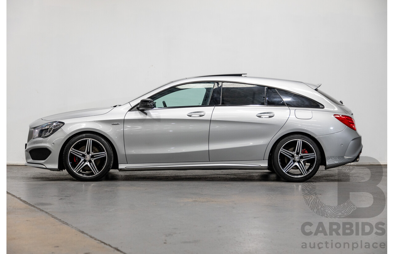 6/2015 Mercedes Benz CLA250 Sport 4matic (AWD) AMG Pack 4d Shooting Brake 117 4d Wagon Polar Silver Metallic Turbo 2.0L