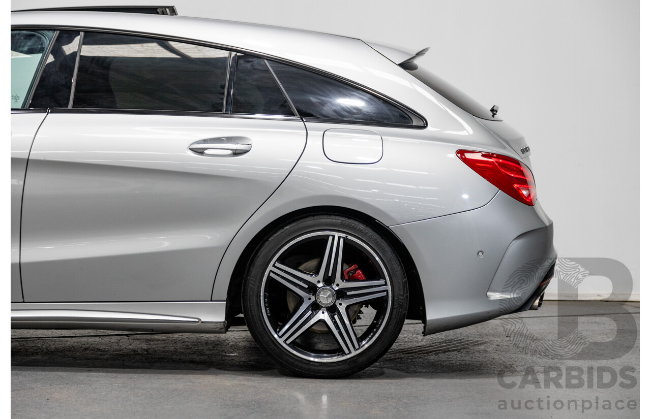 6/2015 Mercedes Benz CLA250 Sport 4matic (AWD) AMG Pack 4d Shooting Brake 117 4d Wagon Polar Silver Metallic Turbo 2.0L
