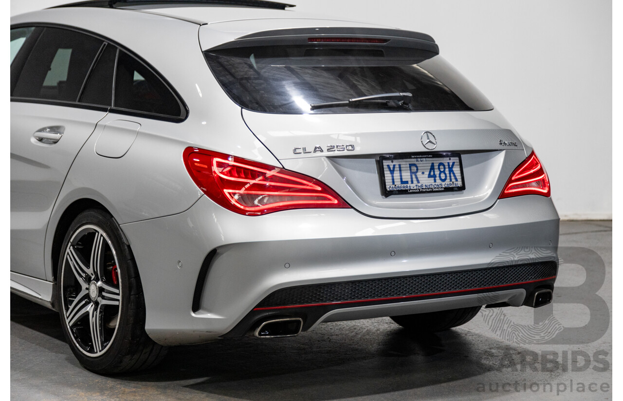 6/2015 Mercedes Benz CLA250 Sport 4matic (AWD) AMG Pack 4d Shooting Brake 117 4d Wagon Polar Silver Metallic Turbo 2.0L