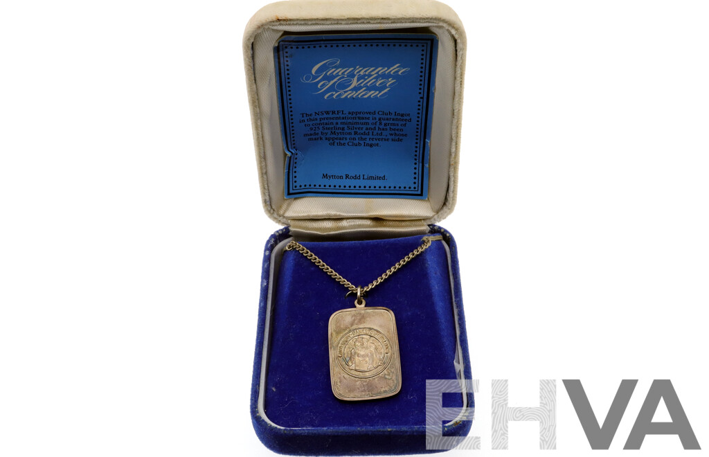 Canterbury Bulldogs Sterling Silver NSW RFL Approved Club Ingot 8.0 Grams with Original Presentation Box