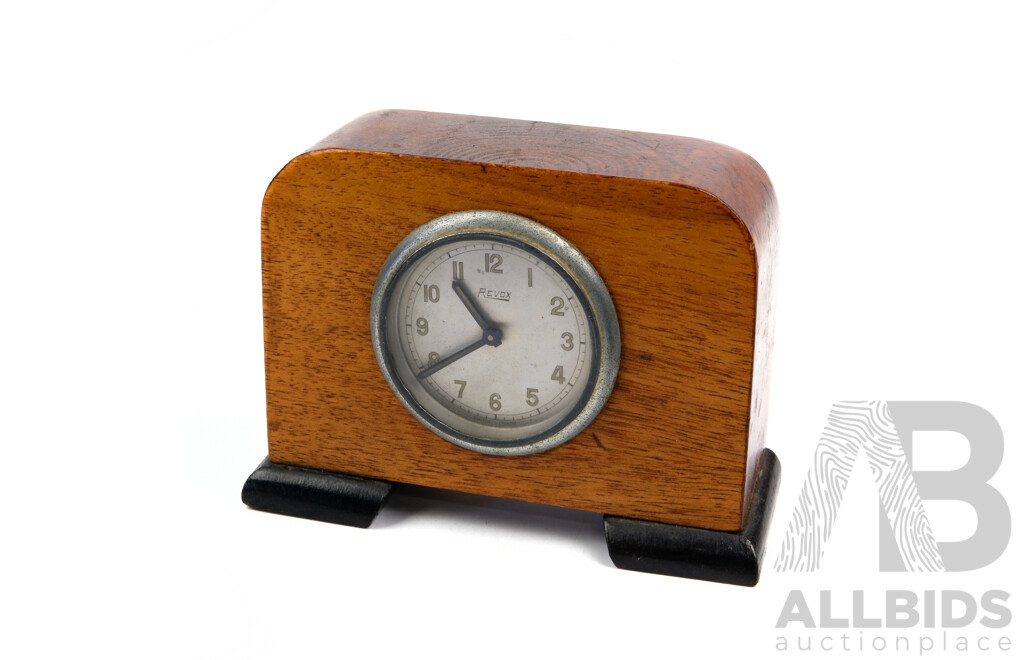 Vintage Revox Timber Bedside Clock, Swiss Made