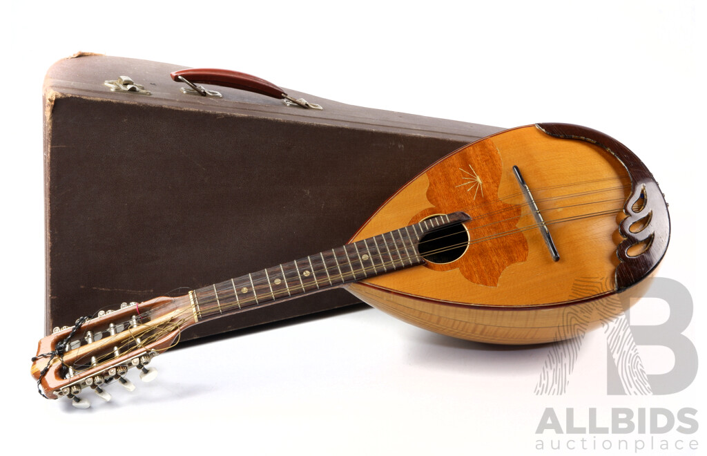 Vintage Hand Made German Mandolin with Inlayed Detail and Hard Case