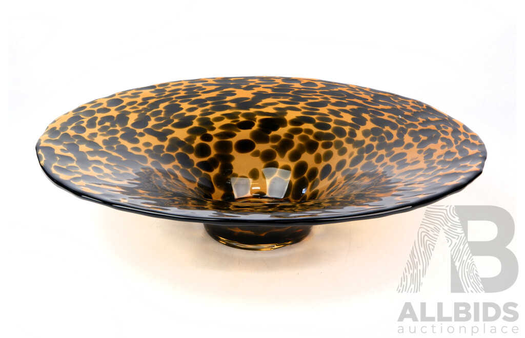 Vintage Murano Style Centerpiece Glass Dish with Spotted Internal Detail