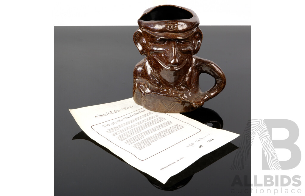 Vintage Bendigo Pottery Limited Edition Series Number 1202 of 3000, Sir Donald Bradman Toby Jug with Certificate of Authenticity