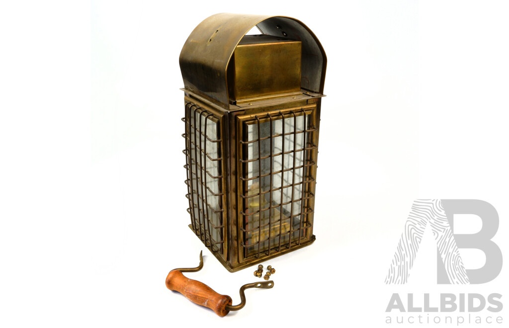 Vintage Brass Spirit Lantern with Glass Panels